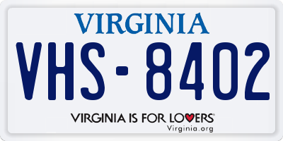 VA license plate VHS8402