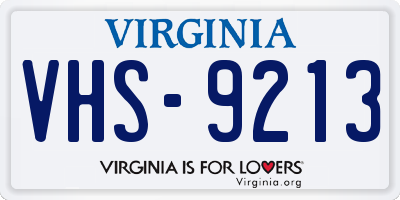 VA license plate VHS9213