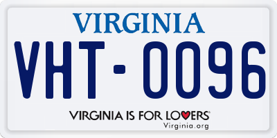 VA license plate VHT0096