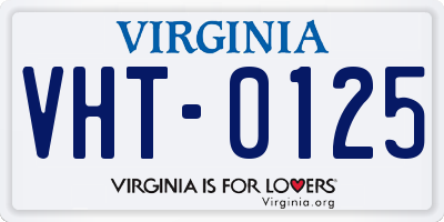 VA license plate VHT0125