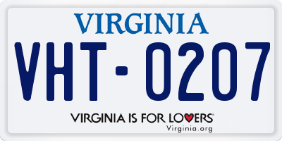 VA license plate VHT0207