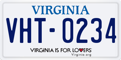 VA license plate VHT0234