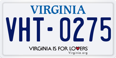VA license plate VHT0275