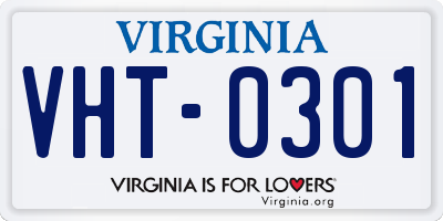 VA license plate VHT0301