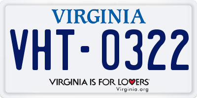 VA license plate VHT0322
