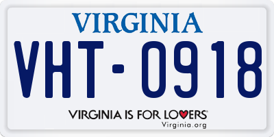 VA license plate VHT0918