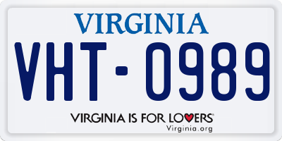VA license plate VHT0989