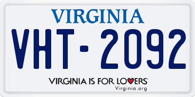VA license plate VHT2092