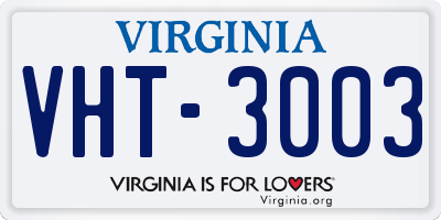 VA license plate VHT3003