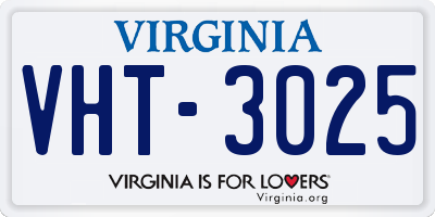 VA license plate VHT3025