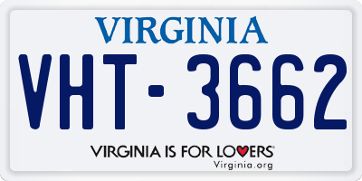 VA license plate VHT3662