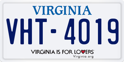 VA license plate VHT4019
