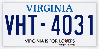 VA license plate VHT4031