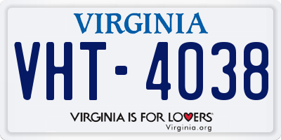 VA license plate VHT4038