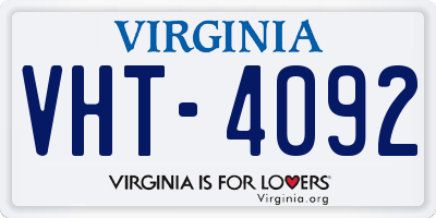 VA license plate VHT4092
