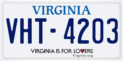 VA license plate VHT4203
