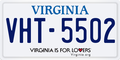 VA license plate VHT5502