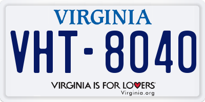 VA license plate VHT8040