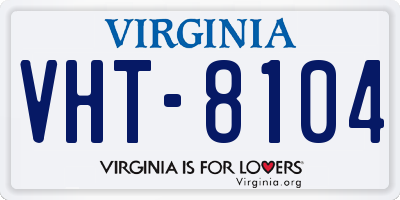 VA license plate VHT8104
