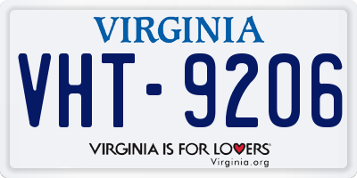 VA license plate VHT9206