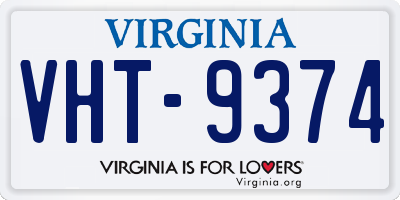 VA license plate VHT9374
