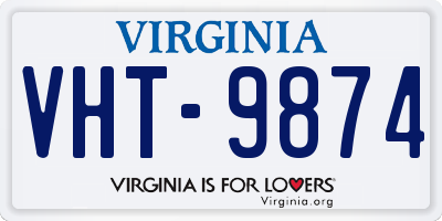 VA license plate VHT9874