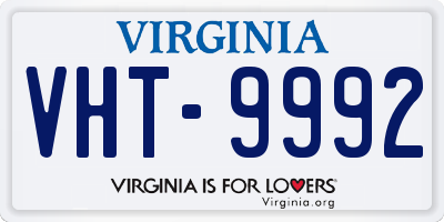 VA license plate VHT9992