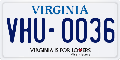 VA license plate VHU0036
