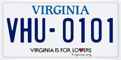 VA license plate VHU0101