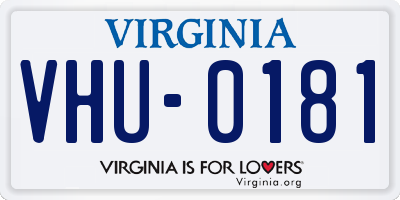 VA license plate VHU0181