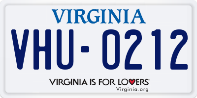 VA license plate VHU0212