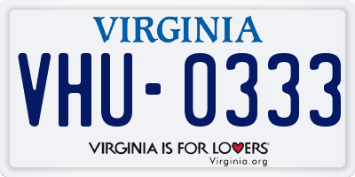 VA license plate VHU0333