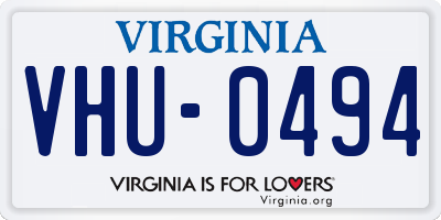VA license plate VHU0494