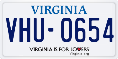 VA license plate VHU0654