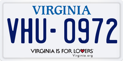 VA license plate VHU0972