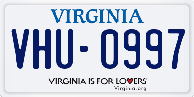VA license plate VHU0997