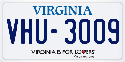 VA license plate VHU3009