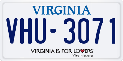 VA license plate VHU3071