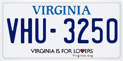 VA license plate VHU3250