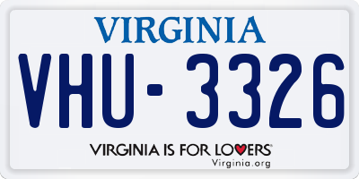 VA license plate VHU3326