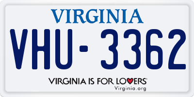 VA license plate VHU3362