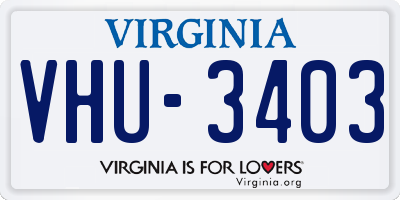 VA license plate VHU3403