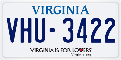 VA license plate VHU3422