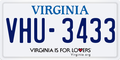 VA license plate VHU3433