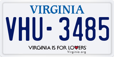VA license plate VHU3485