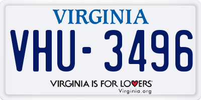 VA license plate VHU3496