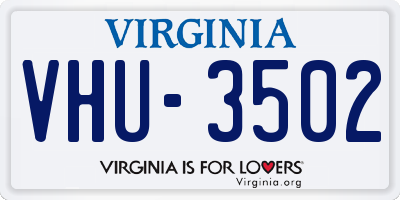 VA license plate VHU3502