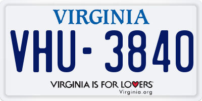 VA license plate VHU3840