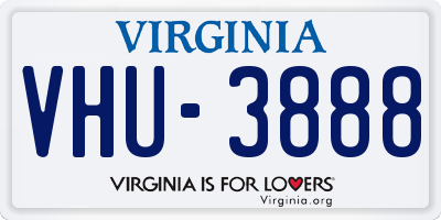 VA license plate VHU3888