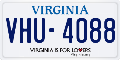 VA license plate VHU4088